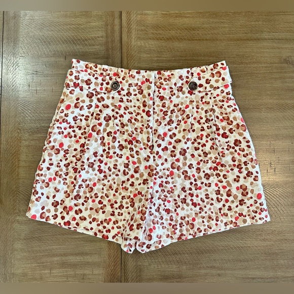 Ann Taylor High Rise Pink Animal Leopard Print Paperbag Shorts Size 10 Pockets - Picture 16 of 16